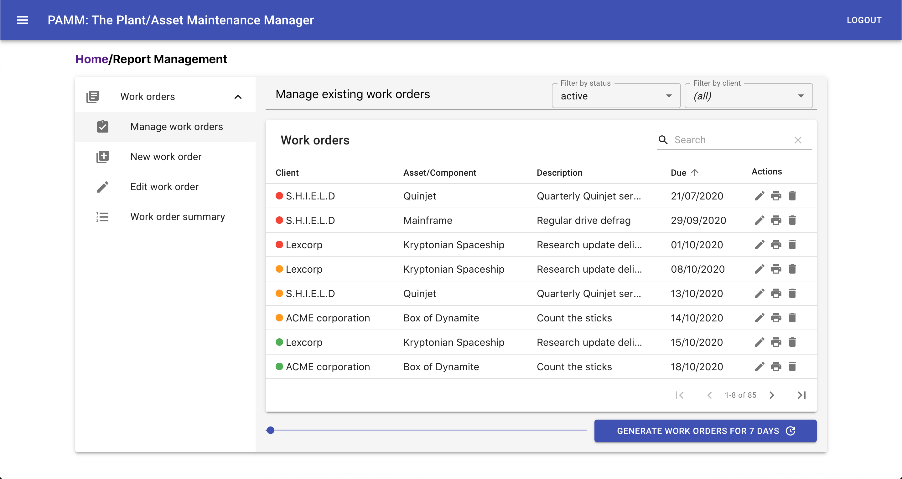 PAMM - work order management