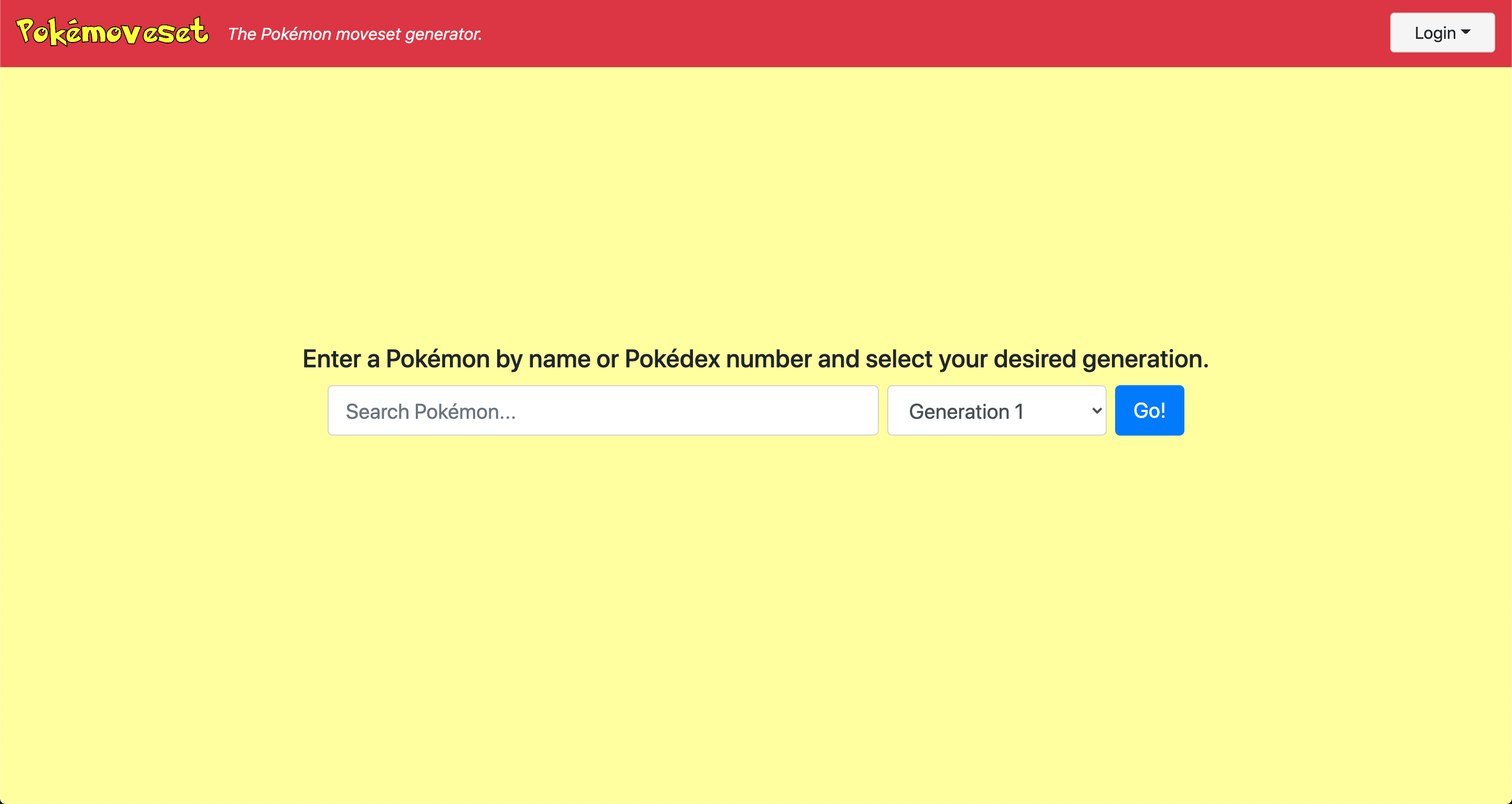 Pokémoveset - search screen
